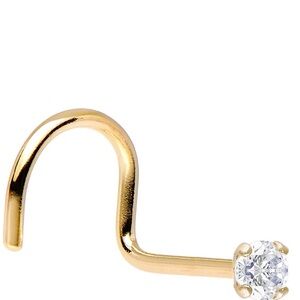 Luxe mode 14k Gold Genuine Diamond Nose Screw Stud 20G, 2MM prong